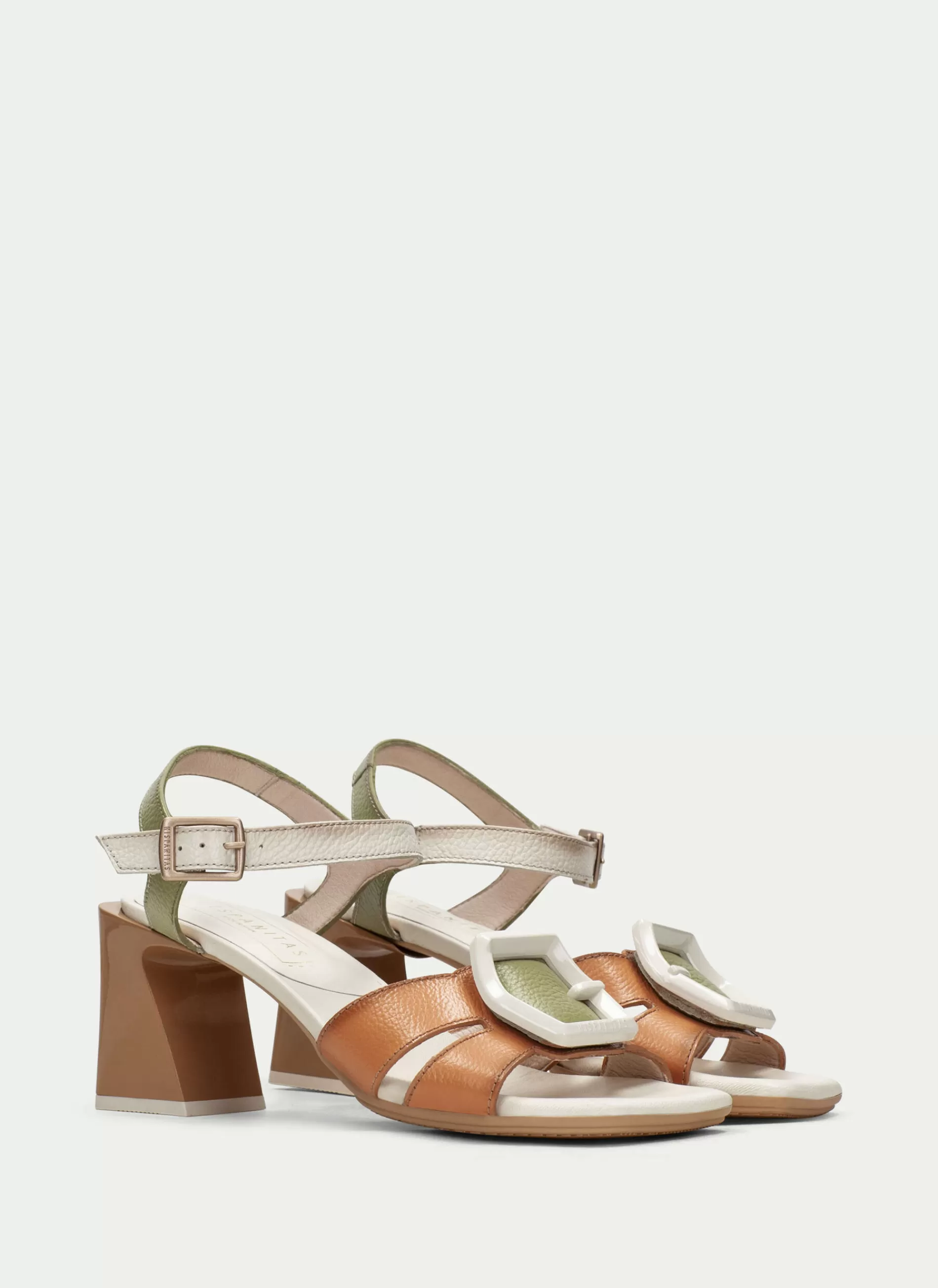 New Hispanitas Heeled Sandal Mallorca Aloe-creme-pessego